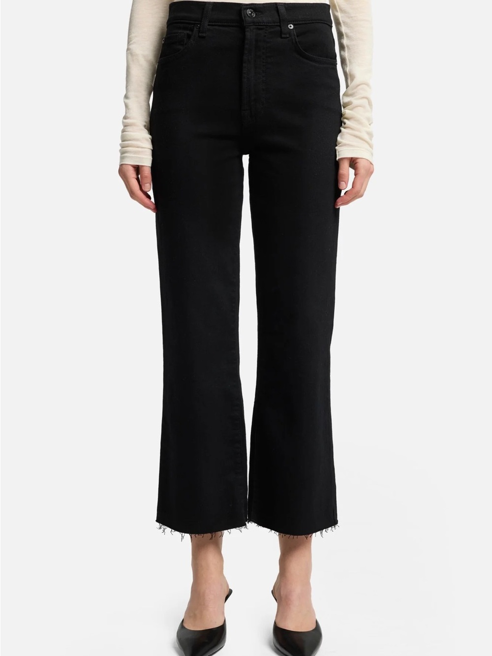 7 For All Mankind Cropped Alexa Jeans in Black Wash Size 29